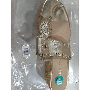 Jack Rogers Women's Jacks Mid Wedge-Stacked-Metallic Cork Sandal